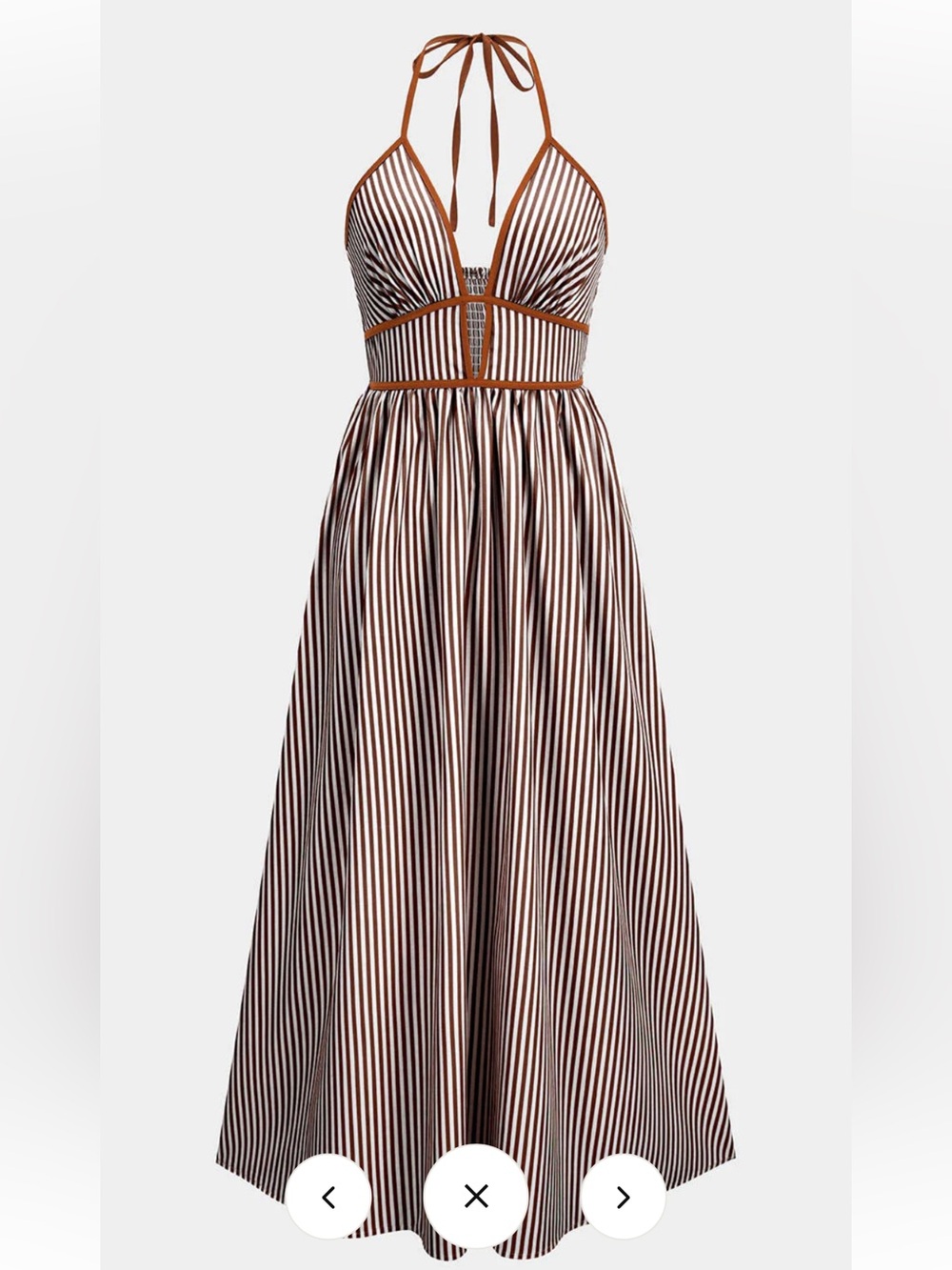 Striped Halter Maxi Dress in Brown & White